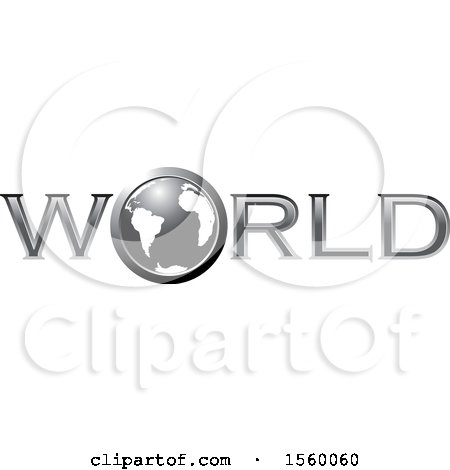 Clipart of a Silver World Design with a Globe - Royalty Free Vector Illustration by Lal Perera