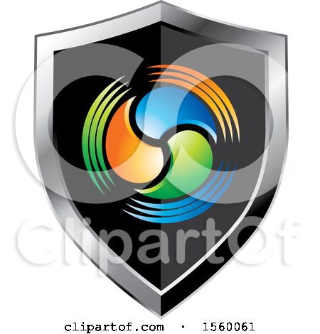 Clipart of a Shield with a Colorful Swoosh - Royalty Free Vector Illustration by Lal Perera