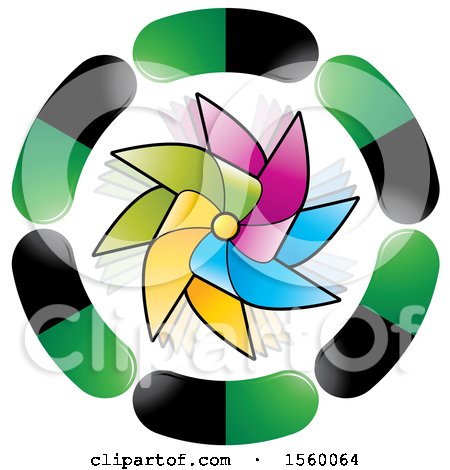 Clipart of a Colorful Pinwheel in a Circle of Pills - Royalty Free Vector Illustration by Lal Perera