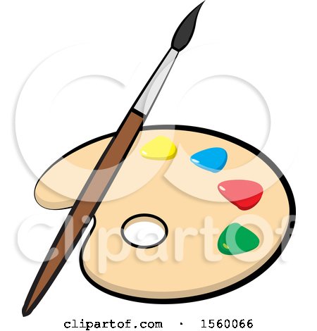 Clipart of a Paintbrush and Artist Palette - Royalty Free Vector Illustration by Lal Perera