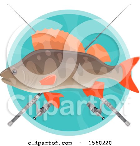 Clipart of a Fish over Crossed Poles - Royalty Free Vector Illustration by Vector Tradition SM