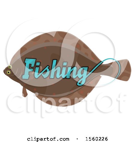 Clipart of a Flounder with Fishing Text - Royalty Free Vector Illustration by Vector Tradition SM
