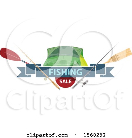 Clipart of a Fishing Design with Gear with Sale Text - Royalty Free Vector Illustration by Vector Tradition SM