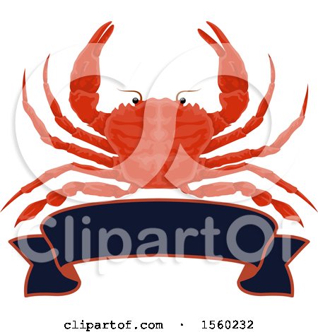 Clipart of a Crab over a Banner - Royalty Free Vector Illustration by Vector Tradition SM
