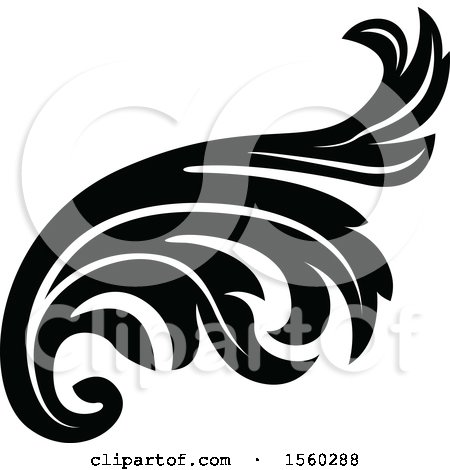 Clipart of a Black and White Floral Damask Relief Design Element - Royalty Free Vector Illustration by dero
