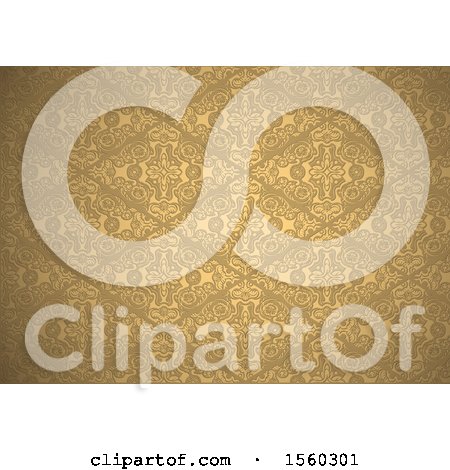 Clipart of a Golden Damask Background - Royalty Free Vector Illustration by dero