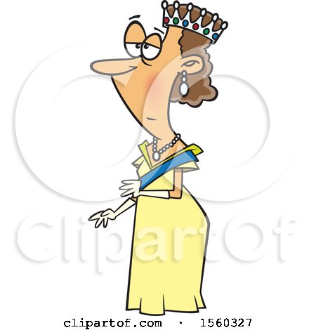 Clipart of a Cartoon Unenthusiastic Queen - Royalty Free Vector Illustration by toonaday