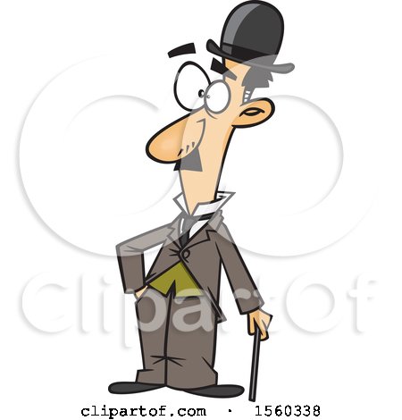 Clipart of a Cartoon Man, Charlie Chaplin - Royalty Free Vector Illustration by toonaday