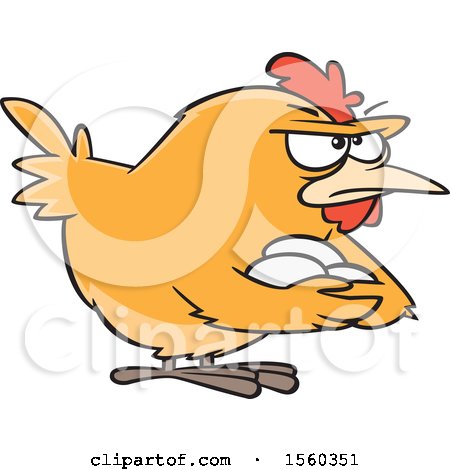 Clipart of a Cartoon Brooding Hen Holding Her Eggs - Royalty Free Vector Illustration by toonaday