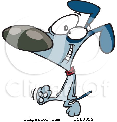 Clipart of a Cartoon Happy Dog Taking a Stroll - Royalty Free Vector Illustration by toonaday