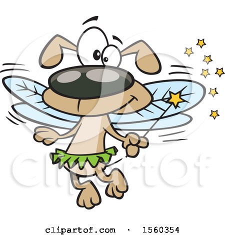 Clipart of a Cartoon Fairy Dog Holding a Wand - Royalty Free Vector Illustration by toonaday