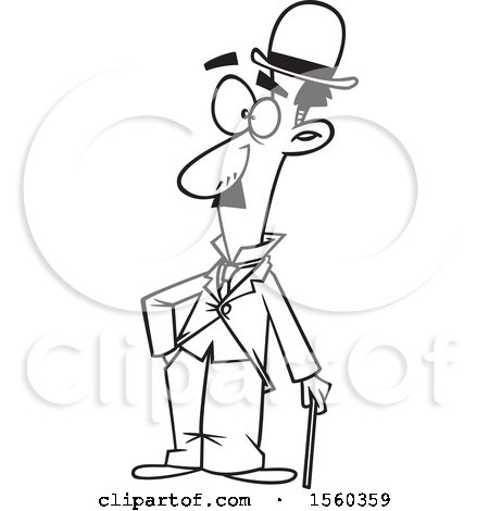 Clipart of a Cartoon Lineart Man, Charlie Chaplin - Royalty Free Vector Illustration by toonaday