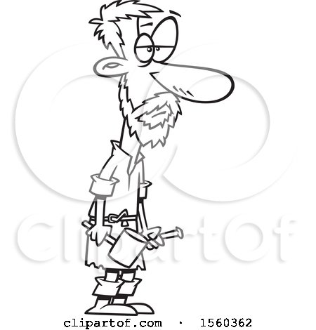Clipart of a Cartoon Lineart Male Sculptor, Michaelangelo - Royalty Free Vector Illustration by toonaday