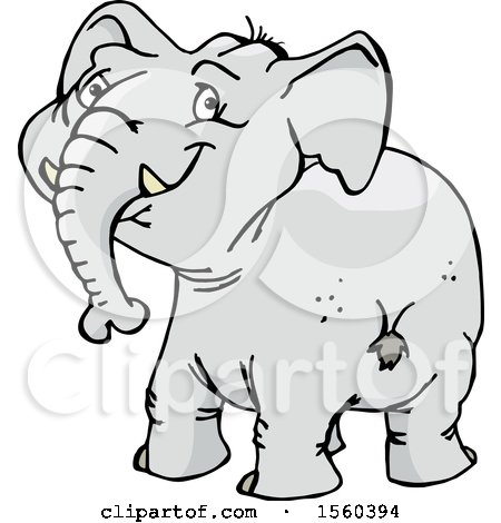 Clipart of a Happy Elephant Looking Back - Royalty Free Vector Illustration by Dennis Holmes Designs