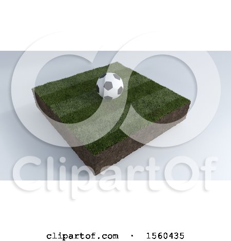 Clipart of a 3D Soccer Ball on Grass Patch, over a Gray Background - Royalty Free Illustration by KJ Pargeter