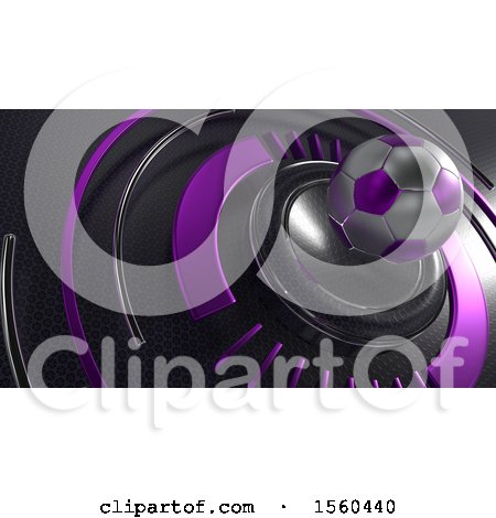 Clipart of a 3d Soccer Ball Background - Royalty Free Illustration by KJ Pargeter