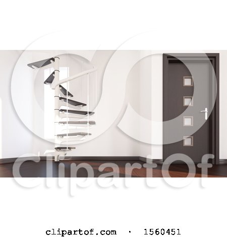 Clipart of a 3d Room Interior with a Staircase - Royalty Free Illustration by KJ Pargeter