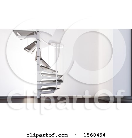Clipart of a 3d Room Interior with a Staircase - Royalty Free Illustration by KJ Pargeter