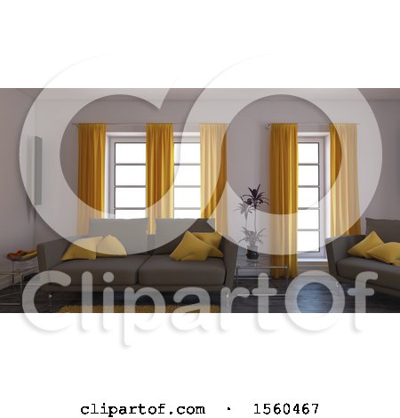 Clipart of a 3d Room Interior - Royalty Free Illustration by KJ Pargeter