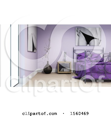 Clipart of a 3d Bedroom Interior - Royalty Free Illustration by KJ Pargeter