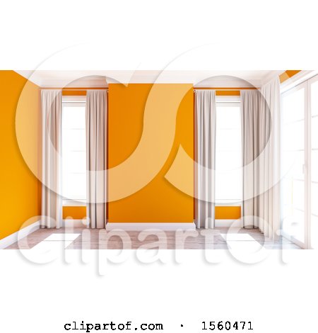 Clipart of a 3d Orange Room Interior - Royalty Free Illustration by KJ Pargeter
