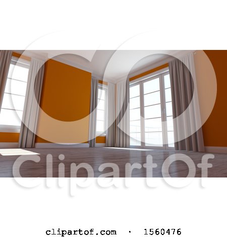 Clipart of a 3d Orange Room Interior - Royalty Free Illustration by KJ Pargeter