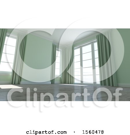 Clipart of a 3d Green Room Interior - Royalty Free Illustration by KJ Pargeter