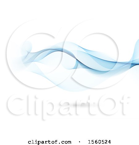 Clipart of a Wave of Blue Smoke on White - Royalty Free Vector Illustration by KJ Pargeter