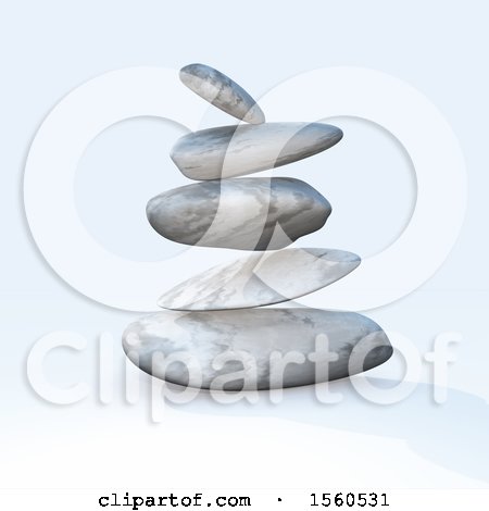 Clipart of 3d Zen Balanced Rocks, on a Shaded Background - Royalty Free Illustration by KJ Pargeter