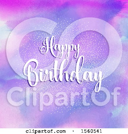 Clipart of a Happy Birthday Greeting over Watercolor - Royalty Free Vector Illustration by KJ Pargeter