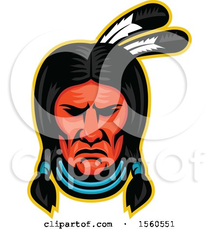 Clipart of a Retro Sioux Native American Indian Chief - Royalty Free Vector Illustration by patrimonio