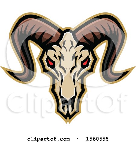 Clipart of a Red Eyed Demonic Ram Skull - Royalty Free Vector Illustration by patrimonio