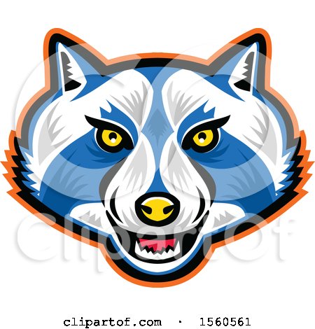 Clipart of a Blue and White Raccoon Mascot Face - Royalty Free Vector Illustration by patrimonio