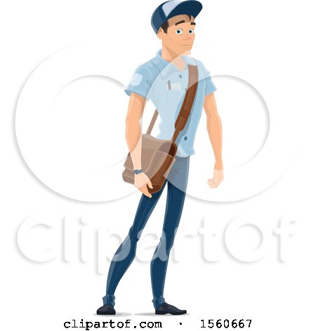 Clipart of a Mail Man with a Bag - Royalty Free Vector Illustration by Vector Tradition SM
