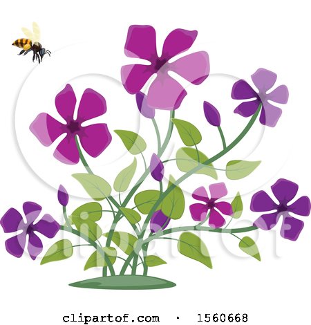 Clipart of a Honey Bee and Flowers - Royalty Free Vector Illustration by Vector Tradition SM