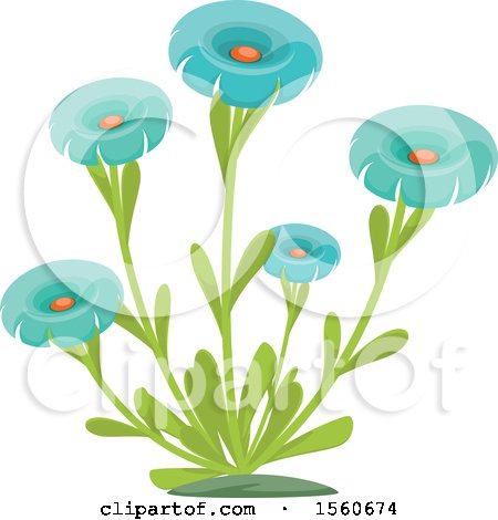 Clipart of Blue Flowers - Royalty Free Vector Illustration by Vector Tradition SM