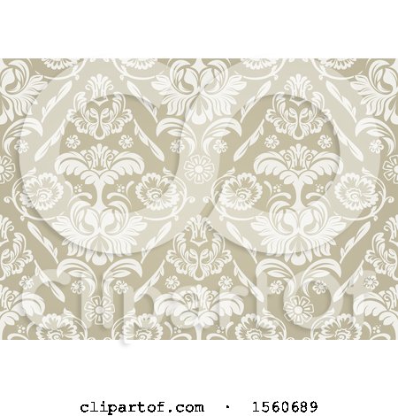 Clipart of a Floral Damask Background - Royalty Free Vector Illustration by dero