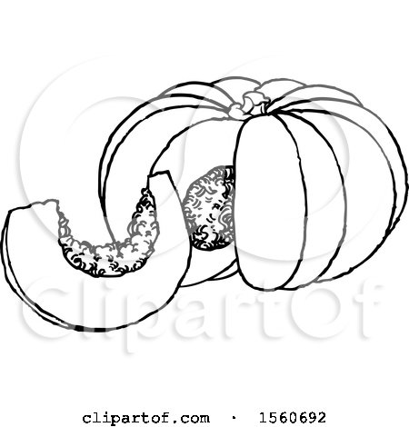 Clipart of a Black and White Pumpkin - Royalty Free Vector Illustration by Lal Perera