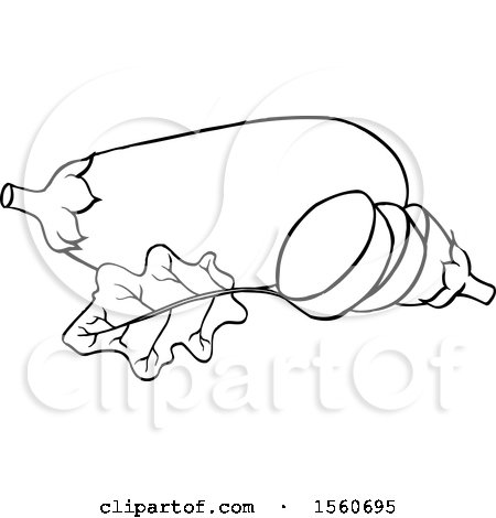Clipart of Black and White Eggplants - Royalty Free Vector Illustration by Lal Perera