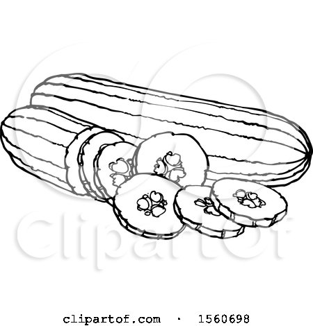 Clipart of Black and White Cucumbers - Royalty Free Vector Illustration by Lal Perera