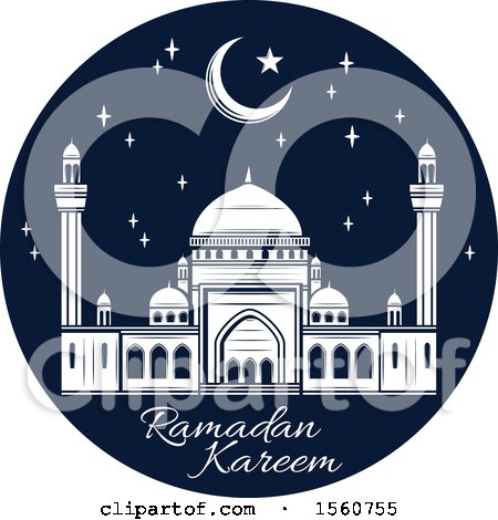 Clipart of a Blue Ramadan Kareem Design - Royalty Free Vector Illustration by Vector Tradition SM
