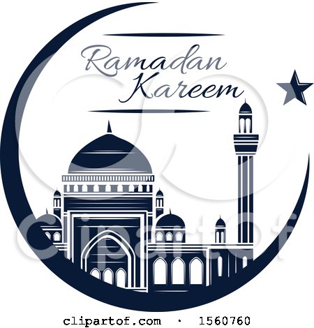Clipart of a Blue Ramadan Kareem Design - Royalty Free Vector Illustration by Vector Tradition SM