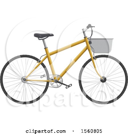 Clipart of a Yellow Bicycle with a Basket - Royalty Free Vector Illustration by Vector Tradition SM