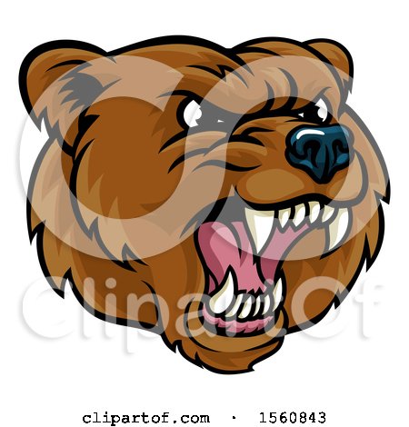 Clipart of a Mad Grizzly Bear Mascot Head - Royalty Free Vector Illustration by AtStockIllustration