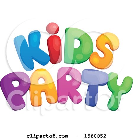 Clipart of a Colorful Kids Party Text Design - Royalty Free Vector Illustration by visekart