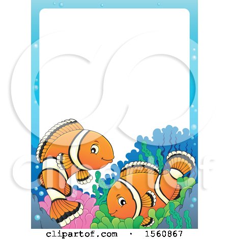 Clipart of a Border with a Clownfish Pair - Royalty Free Vector Illustration by visekart