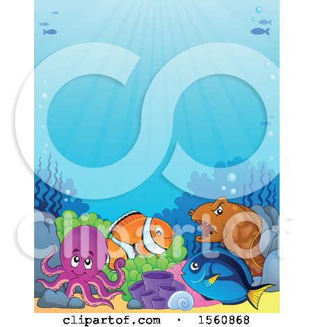 Clipart of a Group of Marine Fish - Royalty Free Vector Illustration by visekart