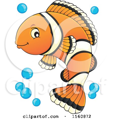 Clipart of a Clownfish with Bubbles - Royalty Free Vector Illustration by visekart