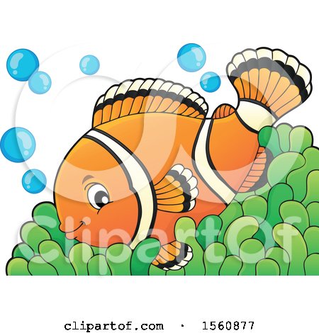Clipart of a Clownfish on an Anemone - Royalty Free Vector Illustration by visekart