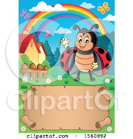 Clipart of a Parchment Border of a Ladybug - Royalty Free Vector Illustration by visekart